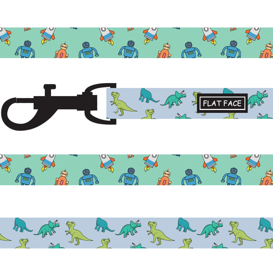 Flat Face Duo Reversible Leash / Lead - Dino Bot - Flat Face